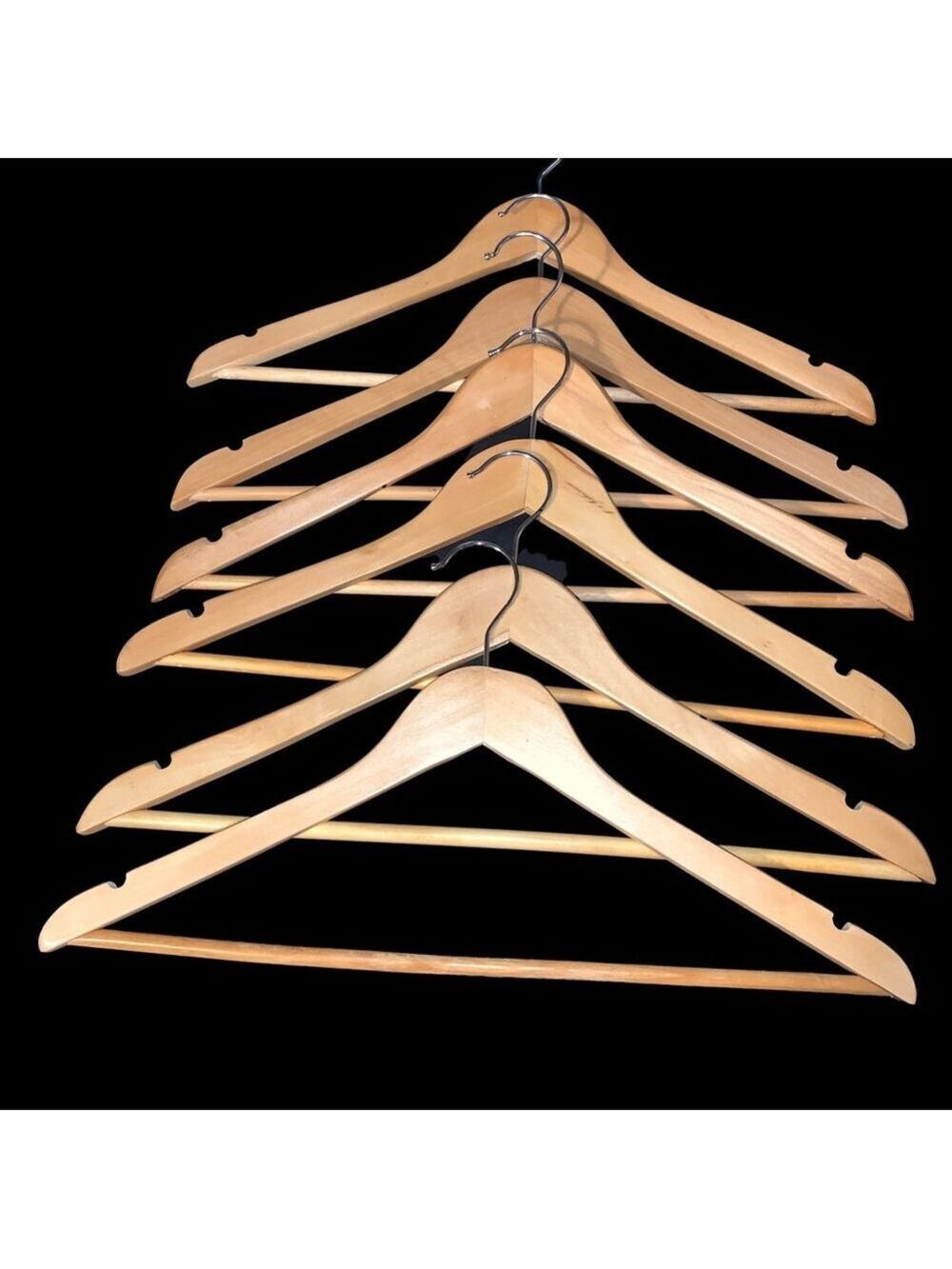 Unbranded Closet Accessories One Size Beige Wooden Hangers with Silver Hooks